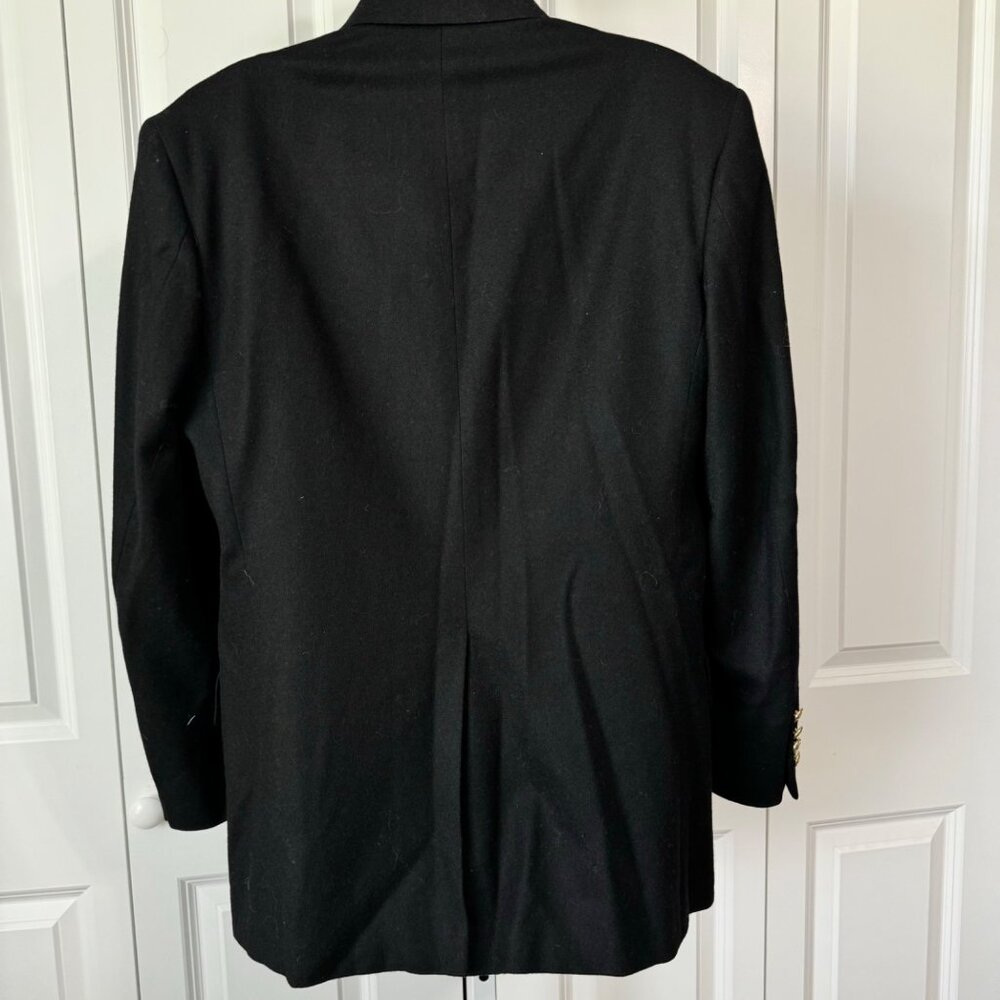 Over Qualified Blazer Womens 8 Embellished Crest Gold Braid Black Wool - Picture 2 of 11